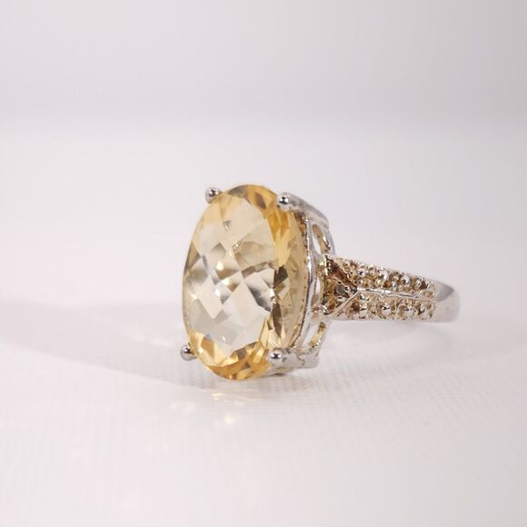 Citrine 5 Carats Ring Sterling Silver Size 7 - Picture 4 of 10